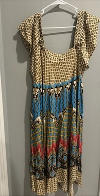 Vtg Indonesian Batik Sundress Wayang Shadow Paisley Print HAP Boho Festival L