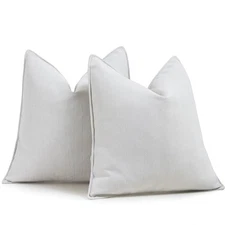 ZWJD Chenille Throw Pillow Covers Cream 24x24 Set of 2 Soft Decorative