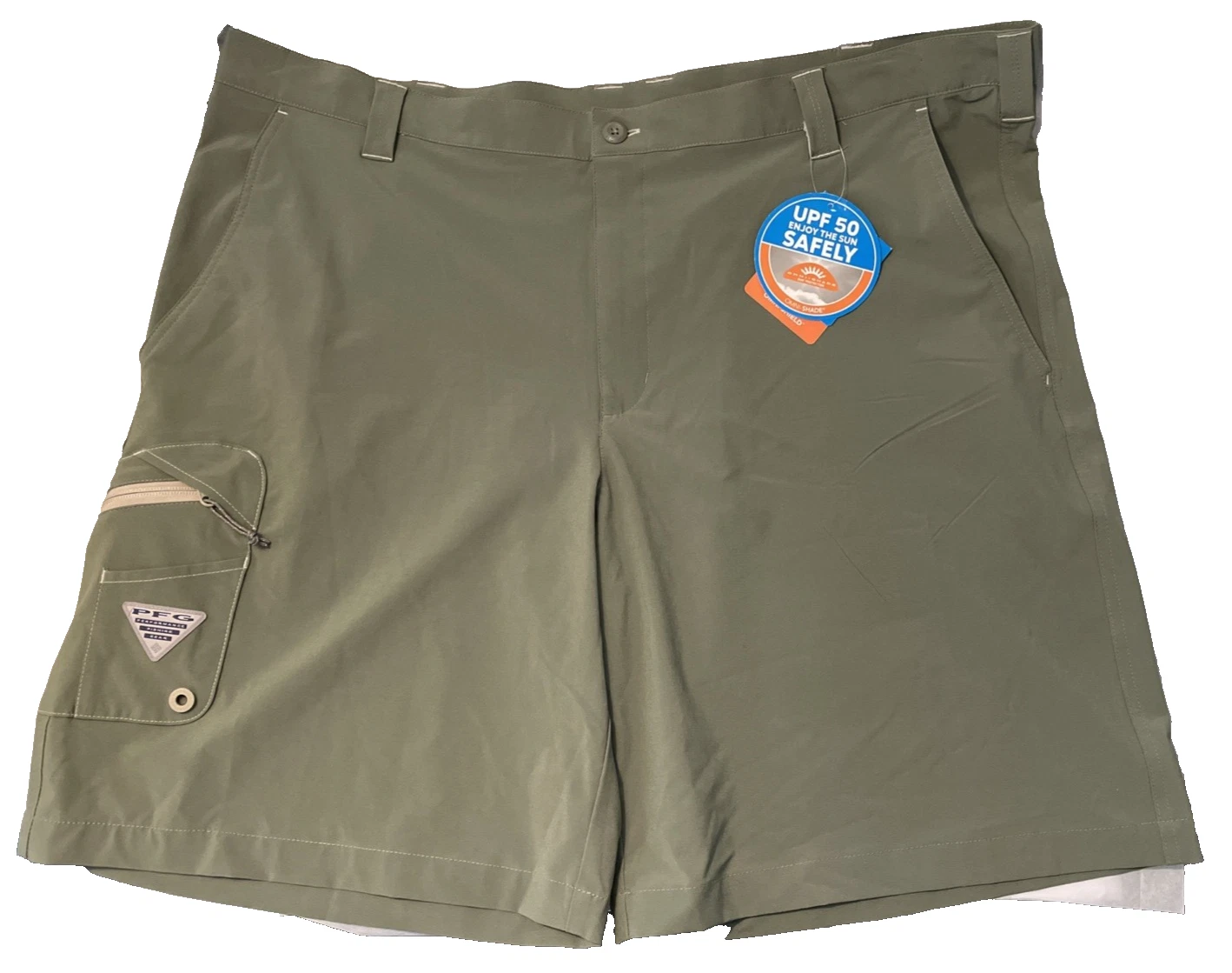 Columbia PFG Omni-Shield UPF 50 Olive Green Casual Cargo Shorts Men's 44w