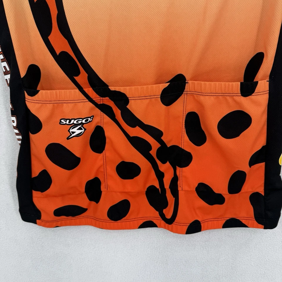 Sugoi Cheetos Cheesy Riders Cycling Jersey Size Large Full Zip Shirt Orange 2002 - Image 4 of 4