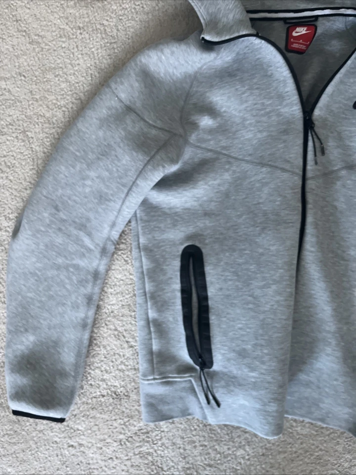 Sudadera con capucha Nike Sportswear Tech polar cremallera completa para hombre - gris oscuro jaspeado/negro, M Foto 4 de 4