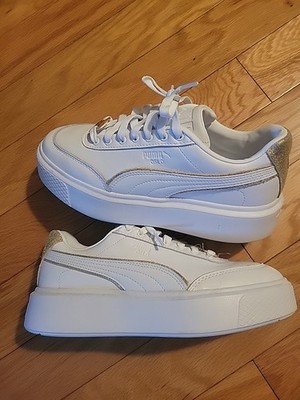 Puma Oslo Maja White/Gold Women's Size 7.5 Casual Shoes 