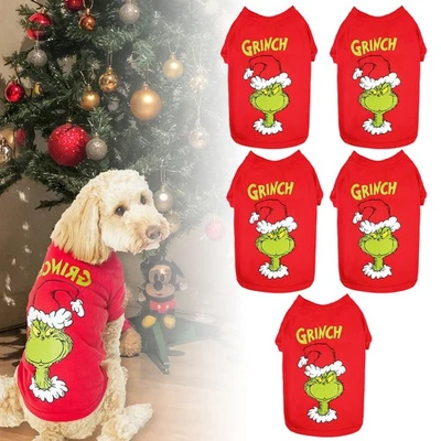 Pet Dog Christmas Grinch Outfit Puppy Jumper Coat Clothing Xmas Gift Home