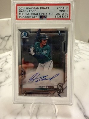 2021 Bowman Draft Harry Ford Chrome 1st Bowman Auto Mariners PSA 9 / Auto 10