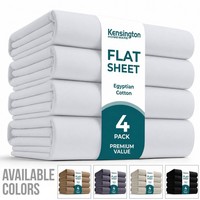 4 Pack Flat Sheet 100% Egyptian Cotton 400TC White Bed Sheets Single Double King