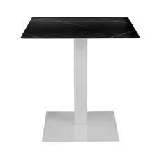 Tavolo pub ristorante bar 70x70 cm Top esterno HPL eff Marmo NERO gamba bianca