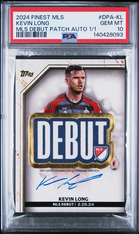 Kevin Long 2024 Topps Finest MLS Debut Patch 1/1 Best Card PSA 10