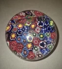 Vintage Murano Style Millefiori Glass Paperweight - Vibrant Multi-Color...