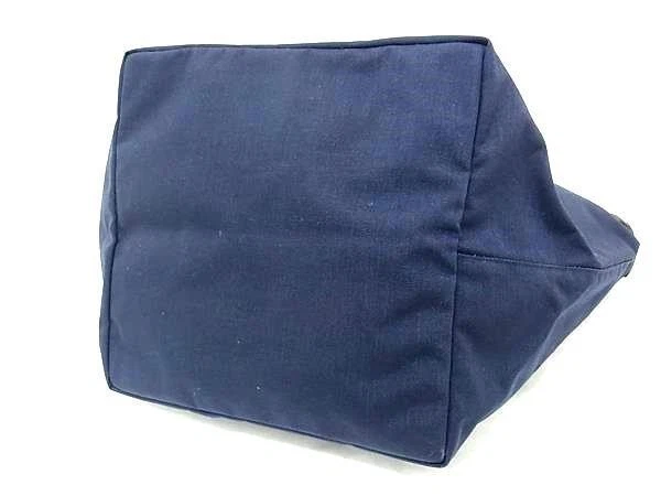 Bolso de Mano Herve Chapelier Luxe - Nailon Azul Marino/Marrón, Forma de Barco, Excelente Foto 3 de 4