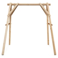 Wooden Swing Frame 67" Solid Wood Heavy Duty A-Frame Stand w/ Bars Porch Lawn