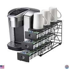 3 Tier K Cup Holder Coffee Pod Organizer, Space-Saving for 42 Pods, Kitchen Use