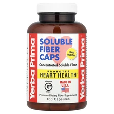 Yerba Prima Soluble Fiber Caps 625 mg 180 Capsules All-Natural, GMP Quality