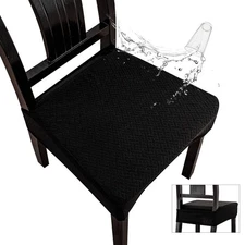 Waterproof Dining Chair Covers - Genina 4 PCS Black Seat Protectors
