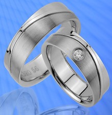 2 Partnerringe Trauringe mit Stein GRAVUR GRATIS JE86-1