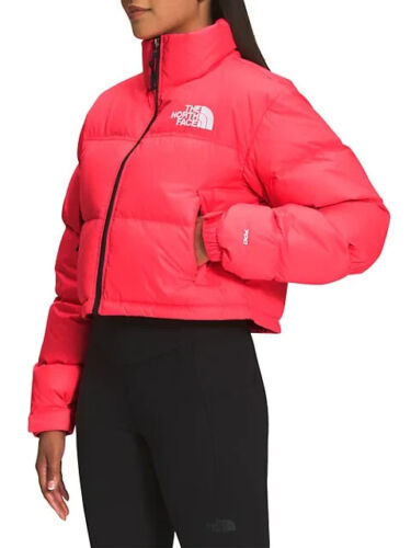 The North Face Women's Size Small 700 Down Short Nuptse Jacket Brilliant  Coral