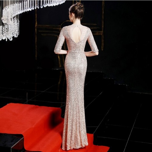 Elegant Formal Evening Party Dress Long Sequins Gown Mermaid Prom Pageant Host - Bild 2 von 21