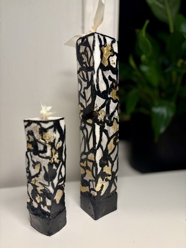 Luxury Handmade Candle Set - Black and White with Gold Accents - Picture 3 of 10