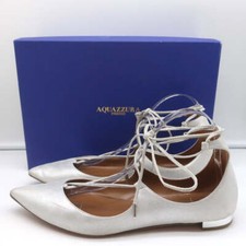Aquazzura Christy Lace-Up Pointed Toe Flats S...