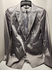 White House Black Market Gray Blazer Jacket New W/O Tags Button Business Dressy