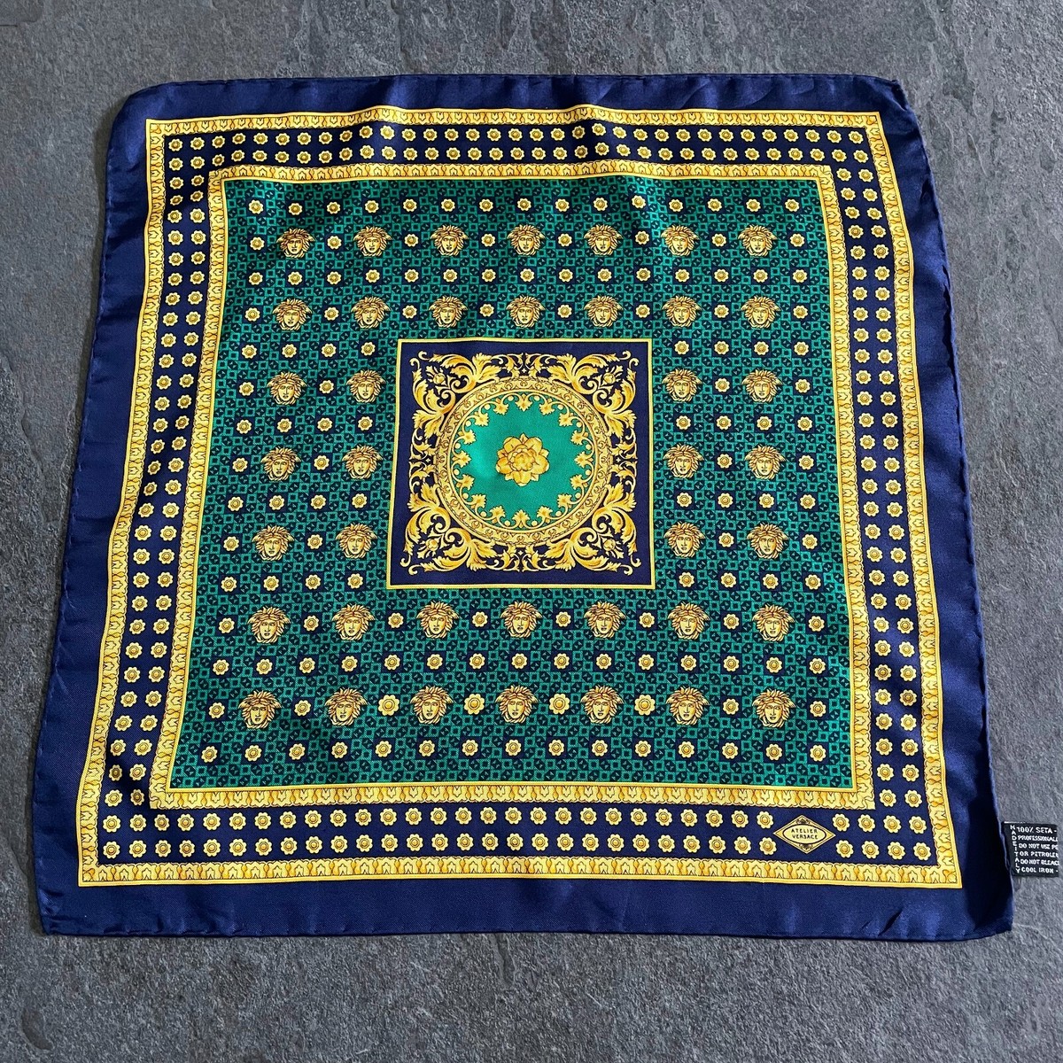 GIANNI VERSACE silk neck scarf Barocco with Medusa size 17 inches