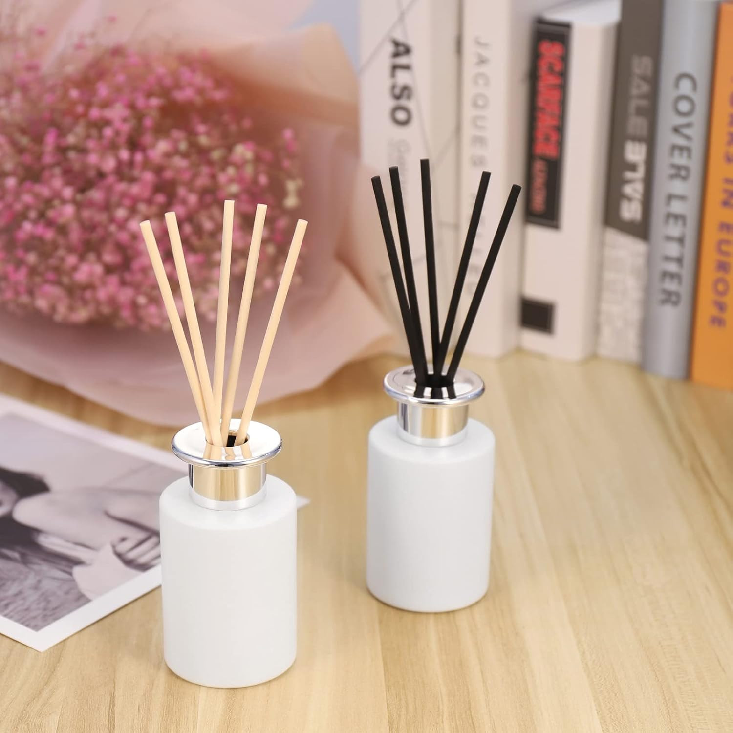 4 Pcs 100Ml Bottiglie Con Diffusore a Bastoncini Bianco Opaco Copertura D'Argent - 4