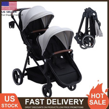 Double Stroller Track Tandem Stroller for Infant and Toddler, Foldable Pushchair