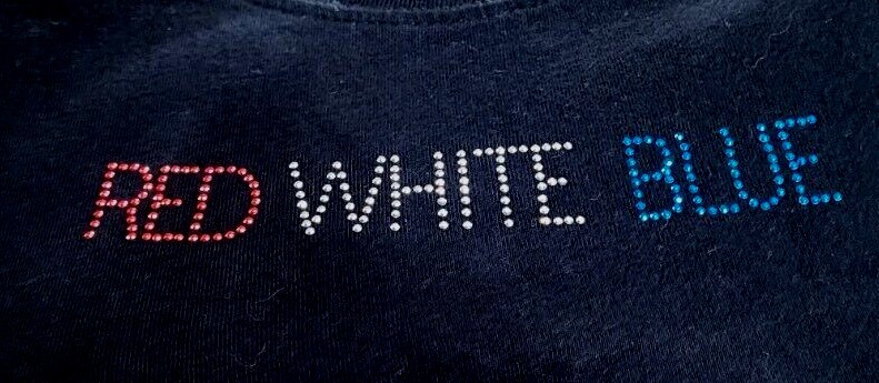 Women's Patriotic USA Flag T-Shirt with Red White Blue Studs-image
