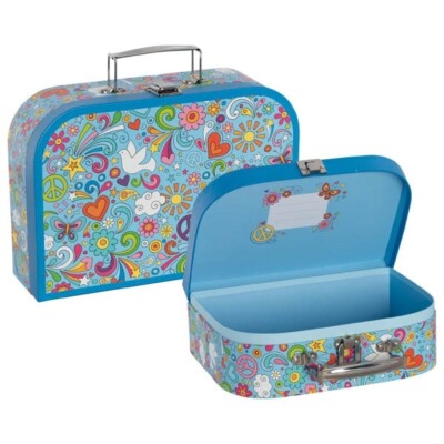 Goki 2er Set Kinder Koffer Spielkoffer Love & Peace aus Pappe