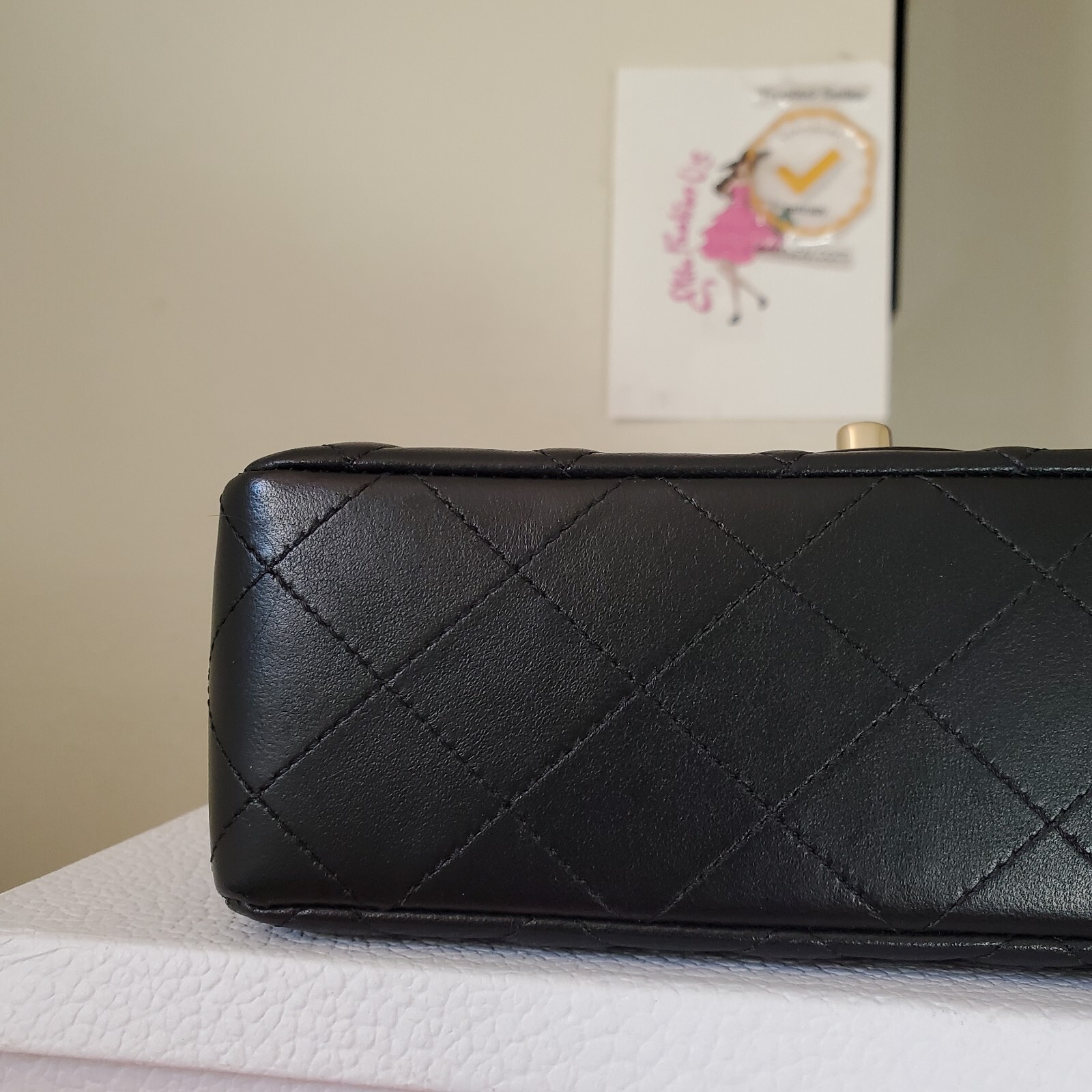 Chanel Classic mini Rectangular black Lambskin Co… - image 10