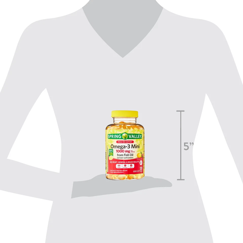 Omega-3 Mini from Fish Oil Dietary Supplement Mini Softgels, 1000 mg, 120 Count - Image 3 of 4