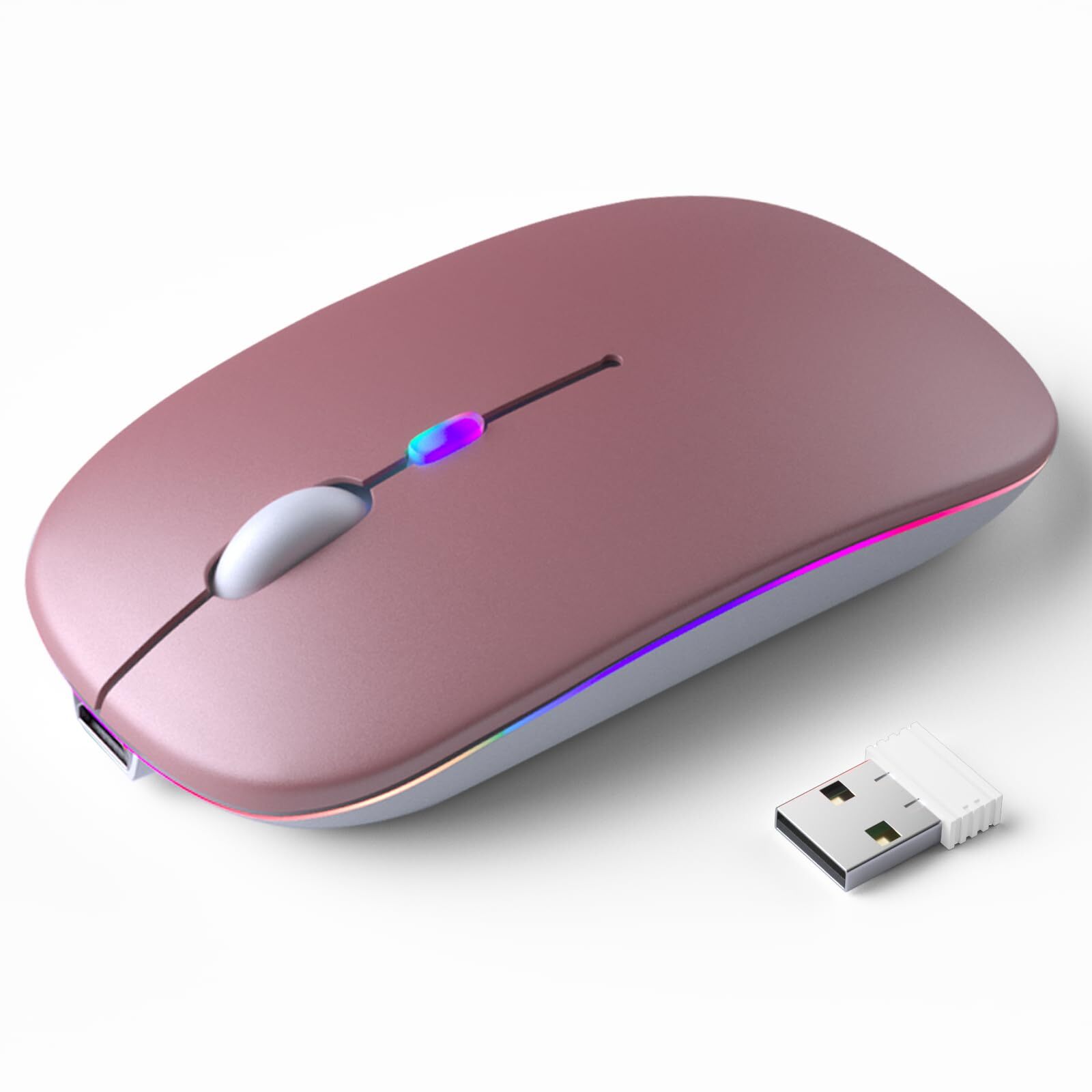 Rechargeable Wireless Bluetooth 5.2 LED Dual Mode Mouse with USB Connectivity