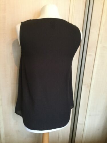 Charcoal Black Chiffon Sleeveless Top - Front Pleat Down Centre - H&M - Size 6 - Picture 7 of 9