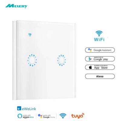 WiFi Smart Life Tuya Ewelink EU Light Wall Switches 1/2/3 Gang Touch Glass Panel