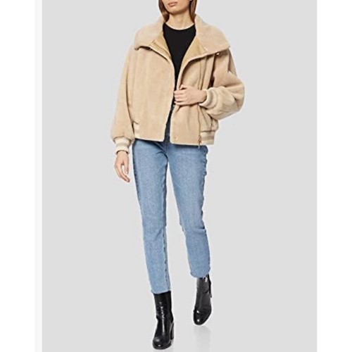 Armani Exchange Teddy Bomber Giacca Finto Shearling Collo Alto Polsini con Cintura S - Foto 3 di 11