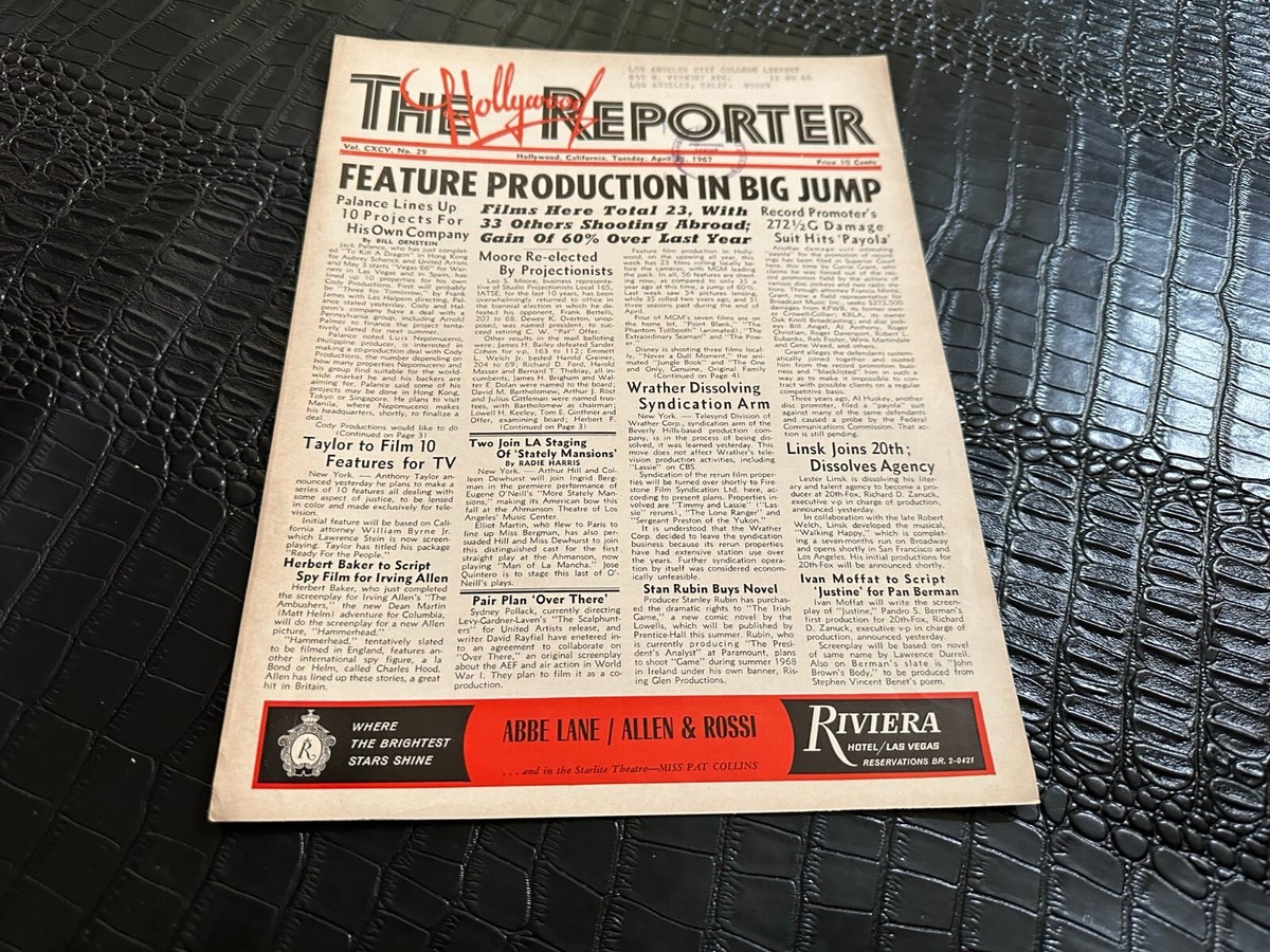 APRIL 25 1967 HOLLYWOOD REPORTER movie magazine FEATURE PRODUCTION 