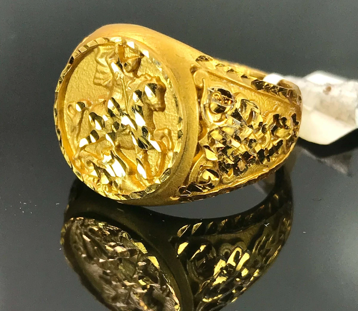22k Ring Solid Gold Elegant Warrior Design Mens Ring Size R2034 2023