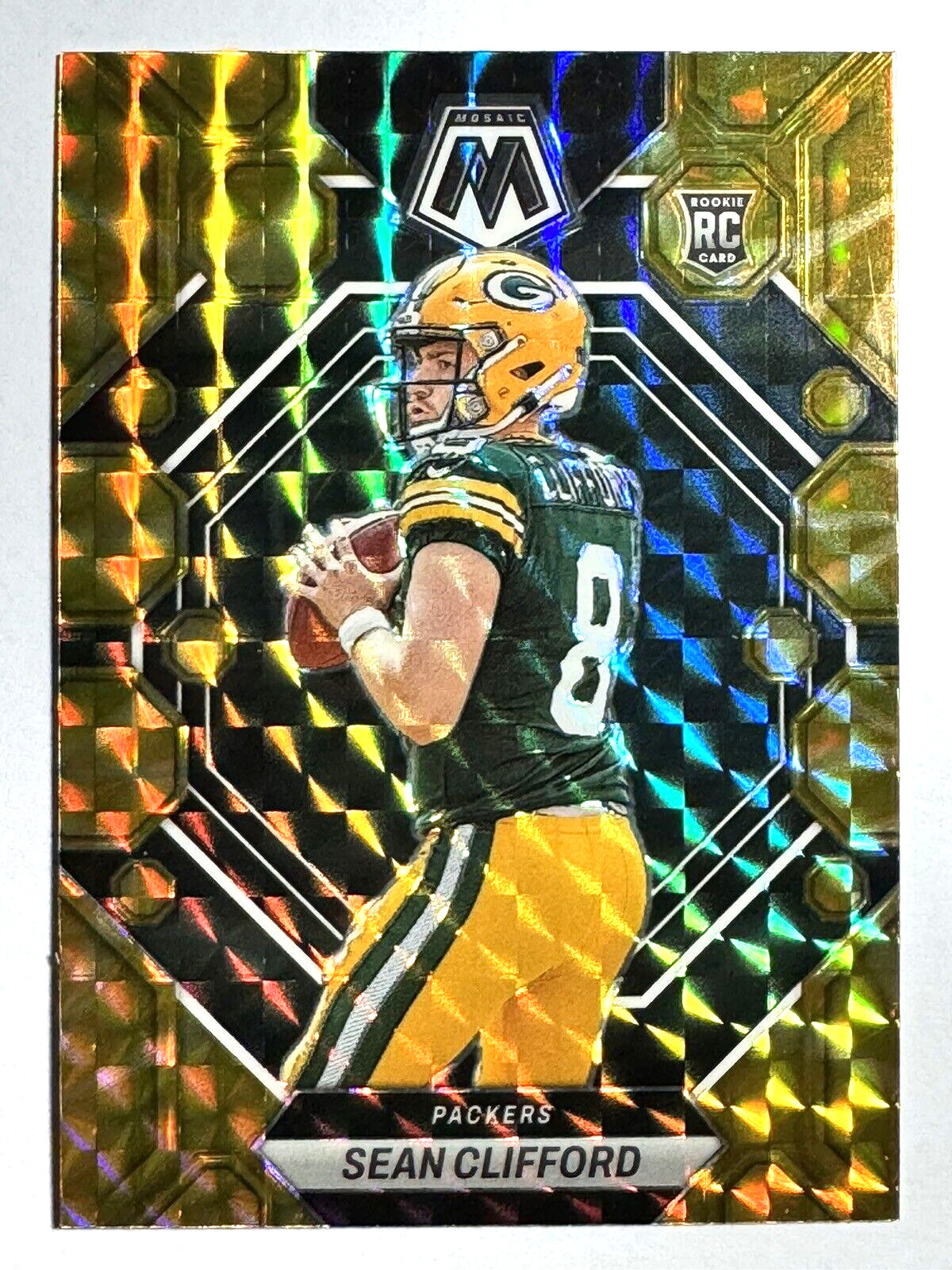 ROOKIE CARD SEAN CLIFFORD Packers 2023 Panini Mosaic REACTIVE YELLOW Card #361