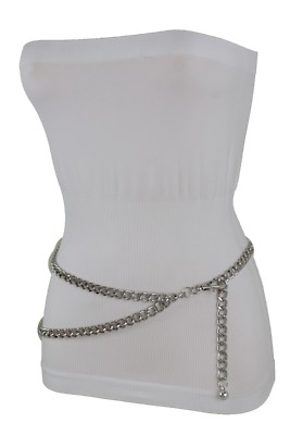 Women Side Wave Fashion Silver Metal Chain Links Belt Hip  display picture 3