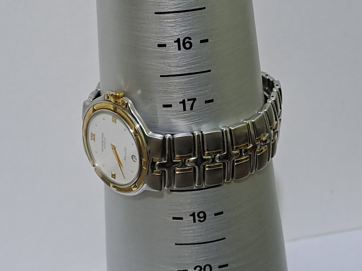 RAYMOND WEIL GENEVE PARSIFAL 9190 QUARTZ 18 SOLID GOLD/STEEL DATE