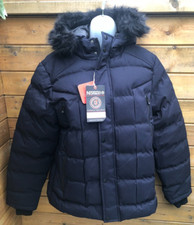 Geographical Norway Brice Marine Parka With Black Faux Fur Hood. Large/41 Inch.