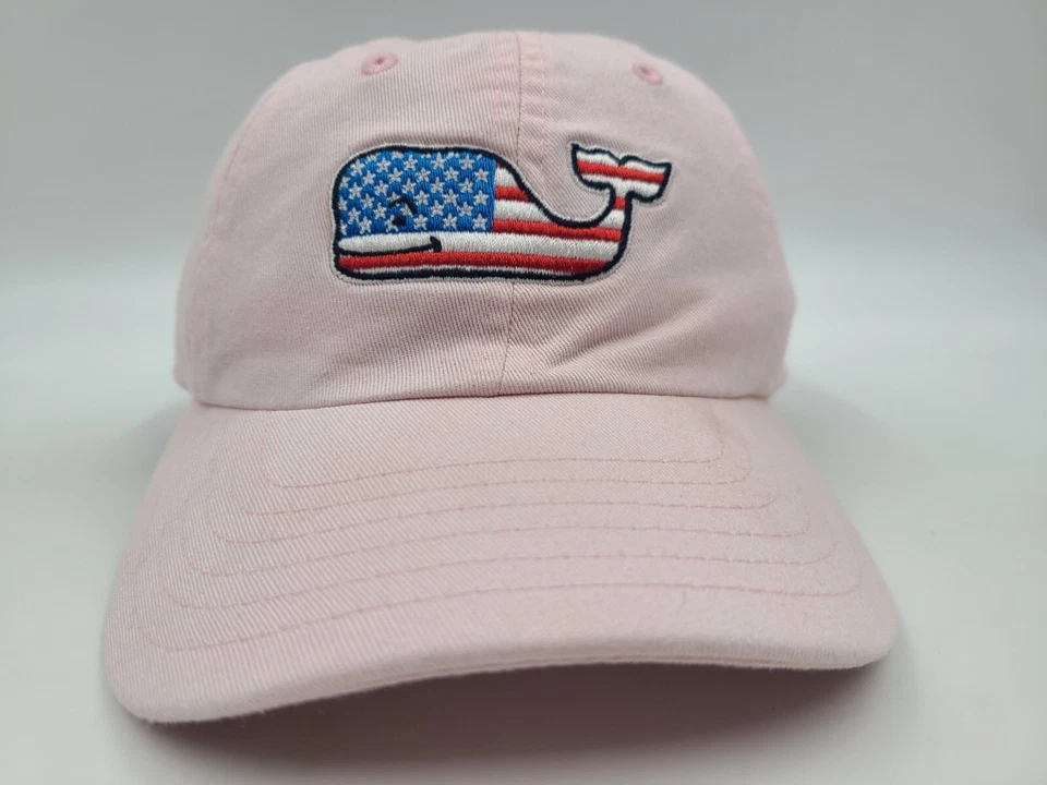 Gorra ajustable con tirantes bandera americana Youth Vineyard Vines ballena niña rosa Foto 2 de 4