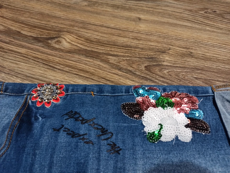 Desigual женщин джинсовые шорты размер 28 синий мульти W - 15,5 L-8,5 - Изображение 4 из 4