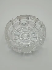 Vtg Large Lead Crystal Cut Glass Cigar Cigarette 4 Slot Ashtray Heavy 5"