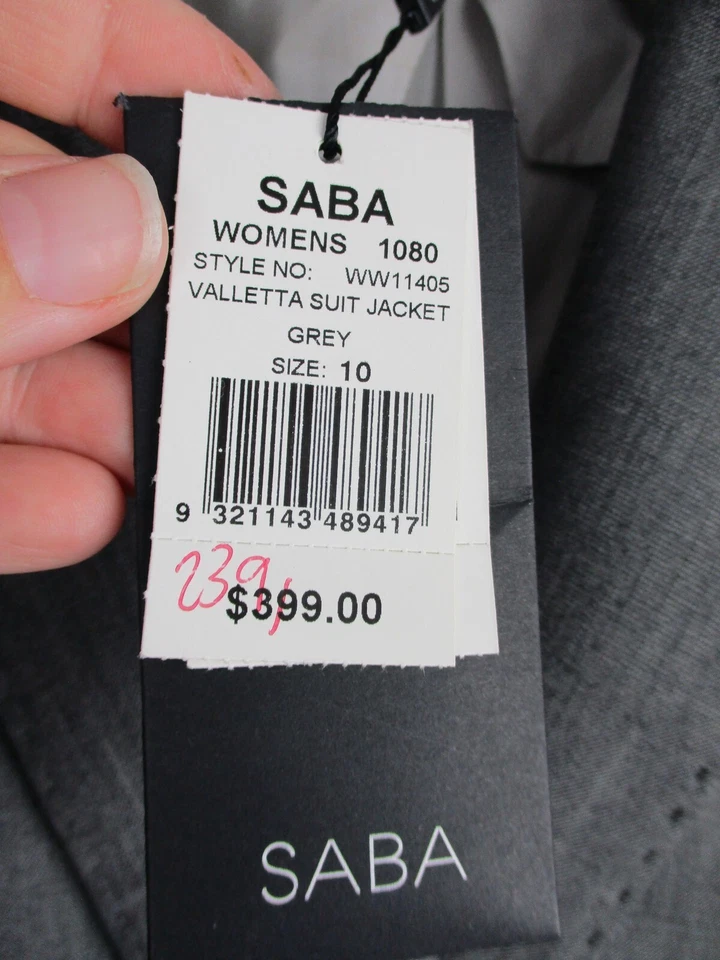 Saba women's valletta suit jacket grey 10 wool silk double breasted button - image 4 of 4