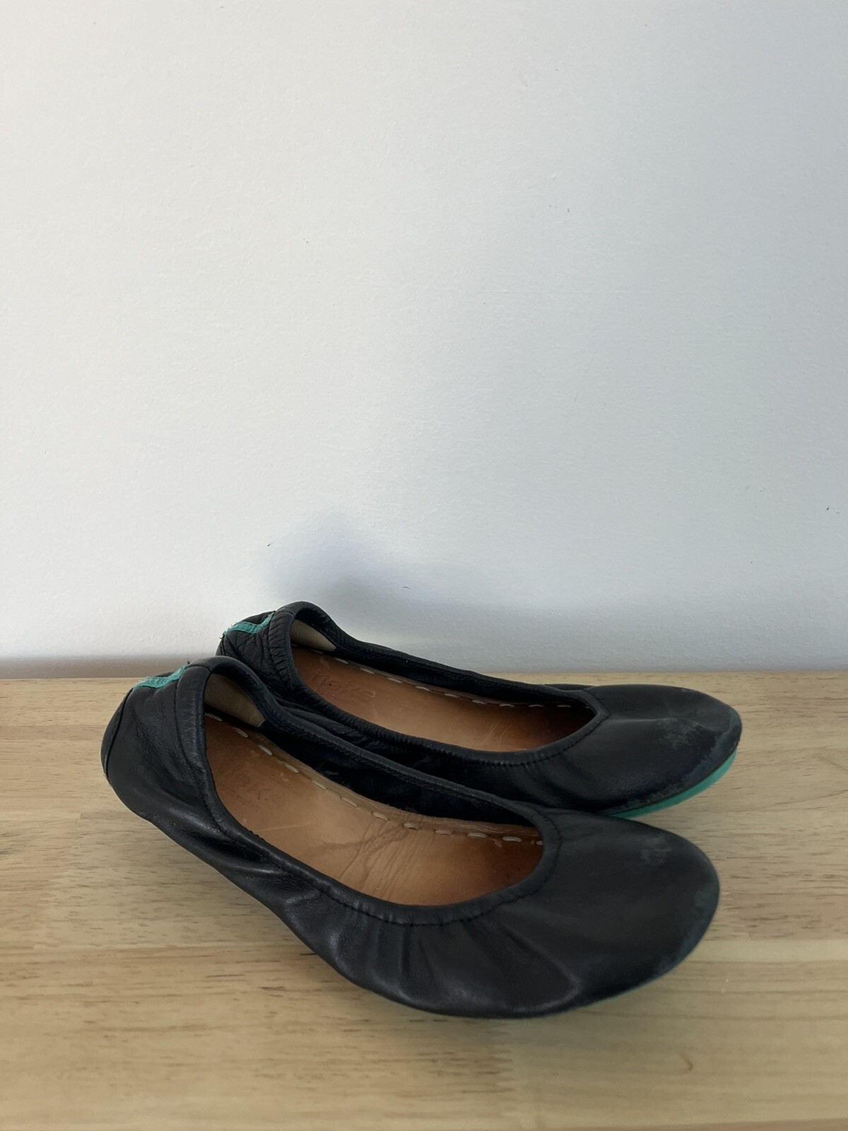 Tieks Leather Black Turquoise Round Toe Ballet Flats Shoes Size 7 Foldable  | eBay