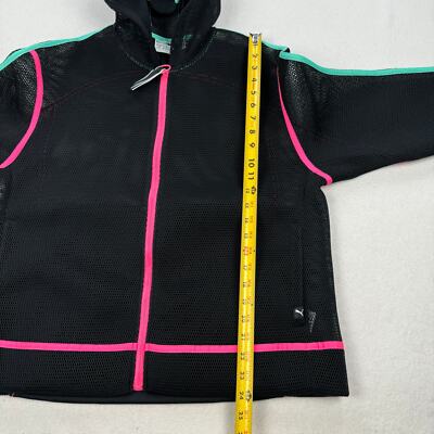 Puma Jacket Size Large Black Pink Chase Spacer FZ Mesh Zip Up