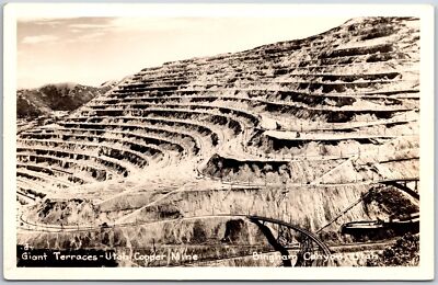 Giant Terraces Utah UT Copper Mine Real Photo RPPC Postcard