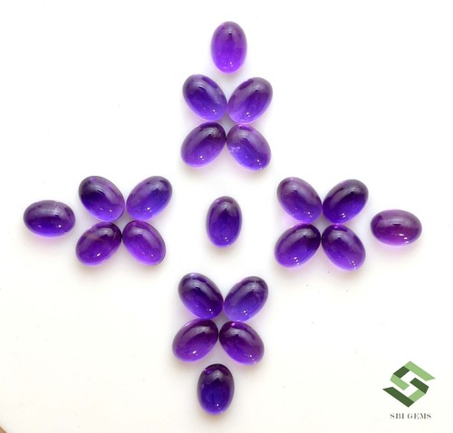 Natural Amethyst Oval Cabochon 7x5 mm Lot 10 Pcs 10.20 CTS Loose Gemstones - Picture 6 of 8