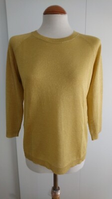 New WEEKEND MAX MARA Knit Sweater MILVA with Metallic thread-Ochre-Size M