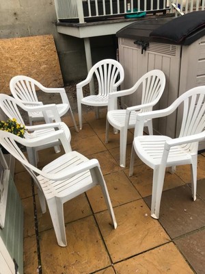 6 White Plastic Garden Chairs | eBay